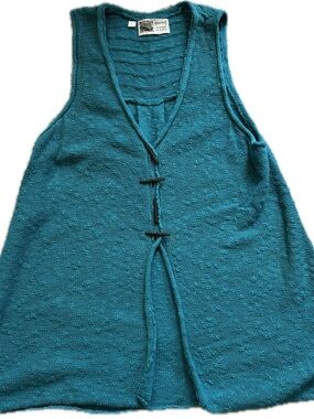Habitat Teal Knit Sleeveless Vest with Toggle Closures